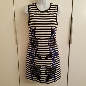 Juicy Couture Stripe Floral Sheath Dress Zip Back